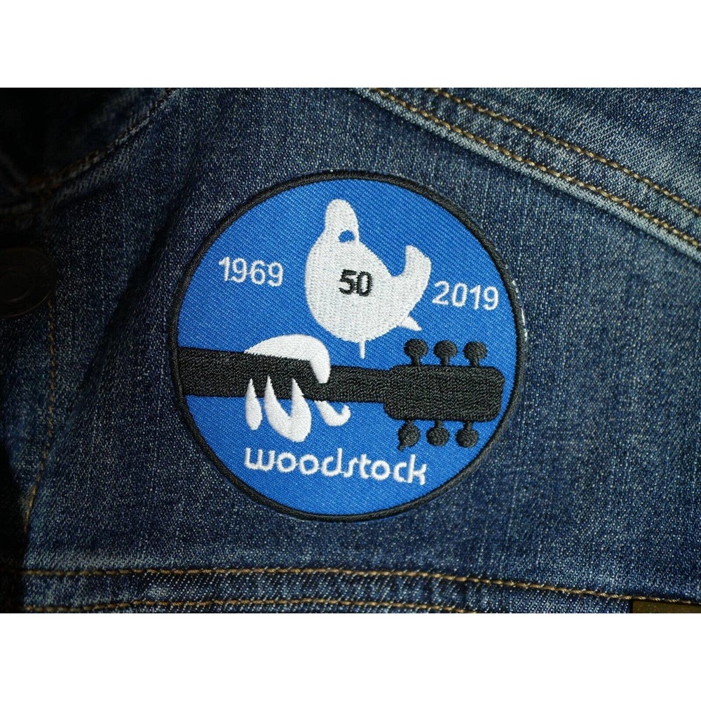 Eddie Bauer Denim Jean Jacket Patches Women XL Biker Bike Week Bands Beer - Picture 7 of 16